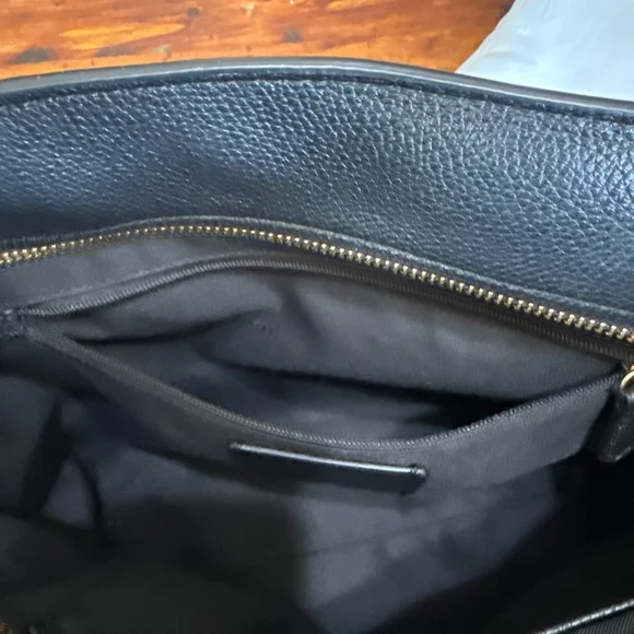 Coach Black Leather Tote Bag with Gold Chain Handles in EUC - Picture 10 of 12